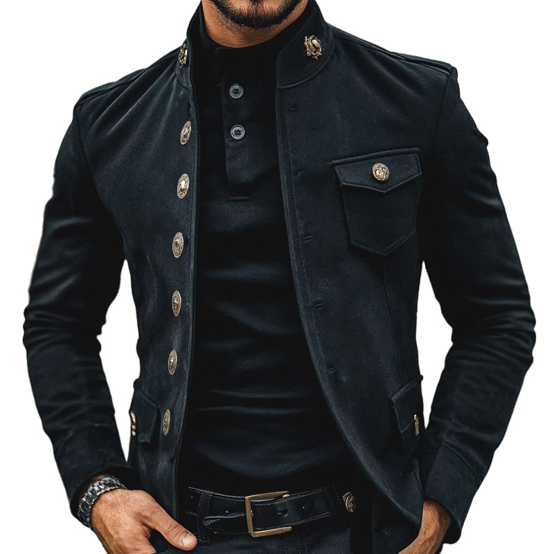 Men's Casual Stand Collar Single Breasted Jacket 43452272X