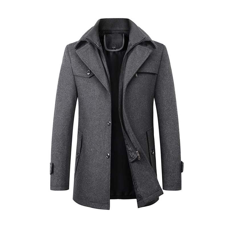 Men's Classic Casual Lapel Multi-pocket Wool Coat 18604143K