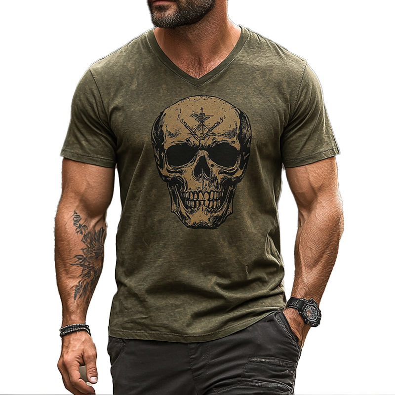 Men's Vintage Printed Skull Short Sleeve T-Shirt 44896410X