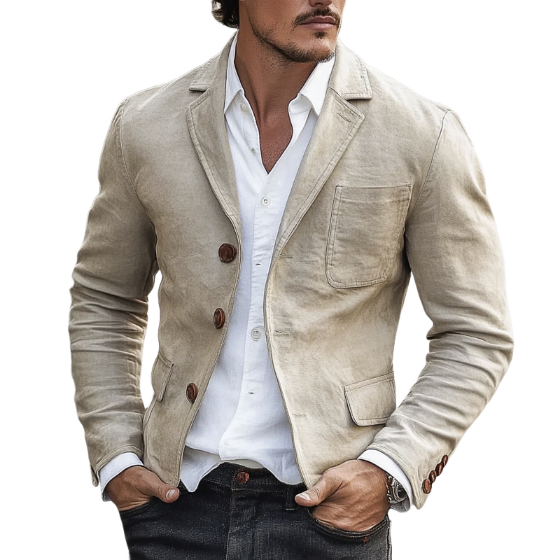 Men's Solid Color Casual Cotton Single-breasted Blazer MTA2076H0X