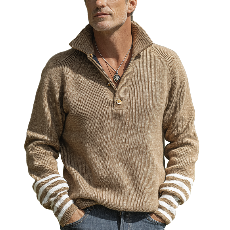 Men's Simple Winter-style Stand-up Collar Cotton Knitted Sweater MTA1850I4P