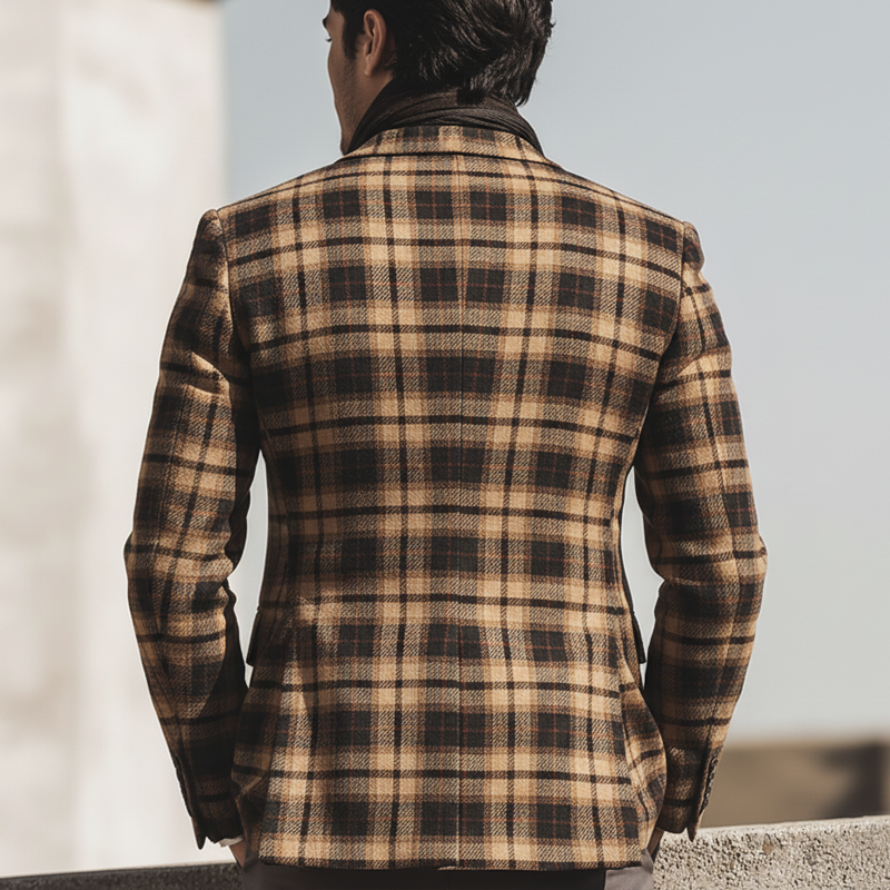 Men's Classic Business Plaid Two-button Double-vented Slim-fit Blazer MTA2857K2U