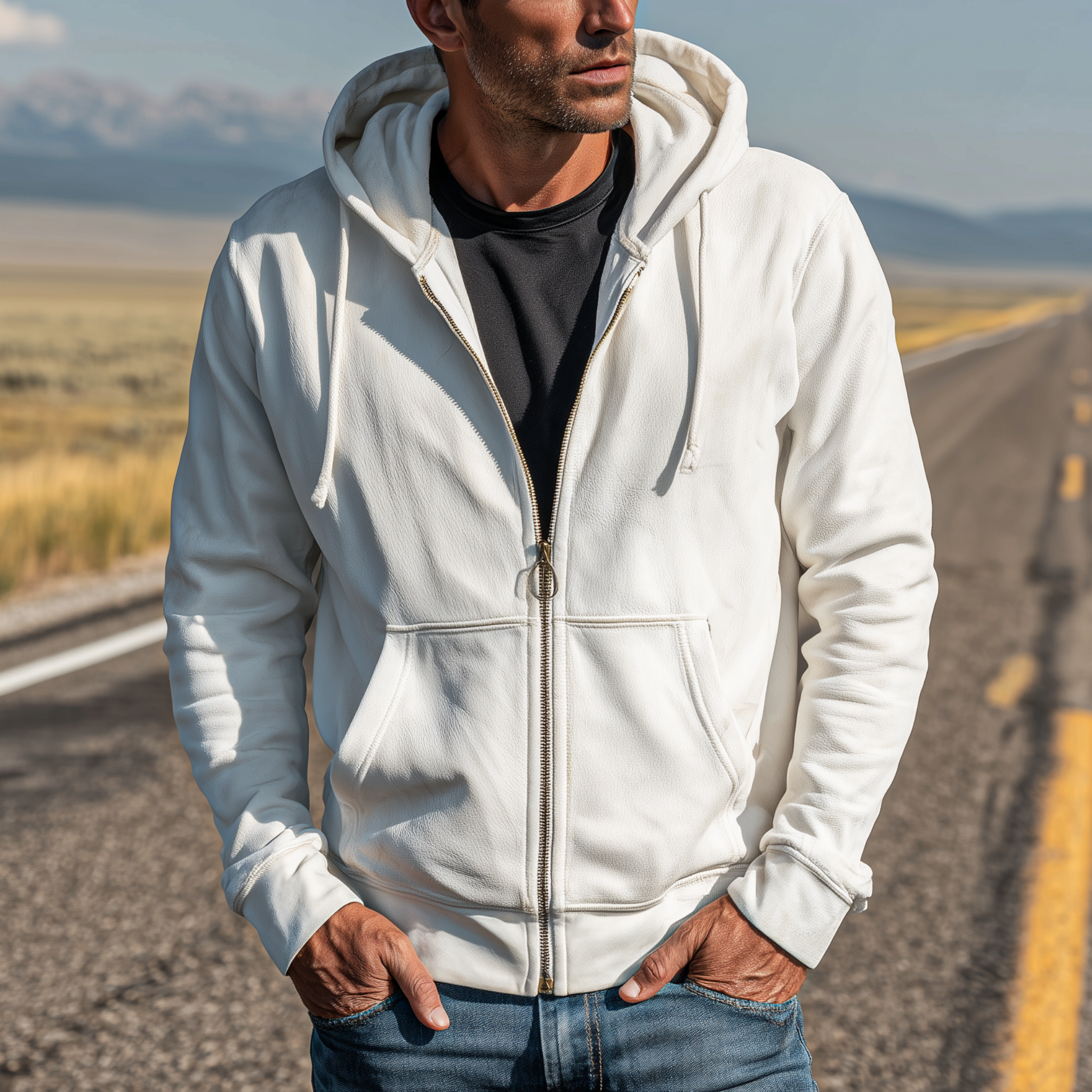 Men's Classic Casual Solid Color Suede Hooded Zip-Up Sweatshirt MTA0614H3K