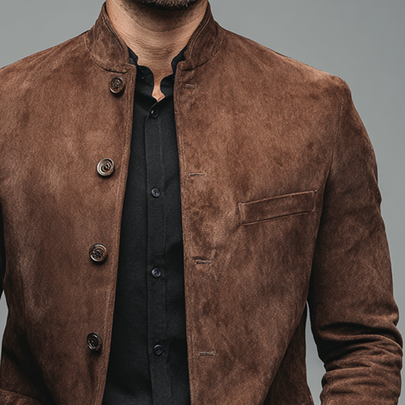 Men's Vintage Faux Suede Stand Collar Jacket MTA0614H9X