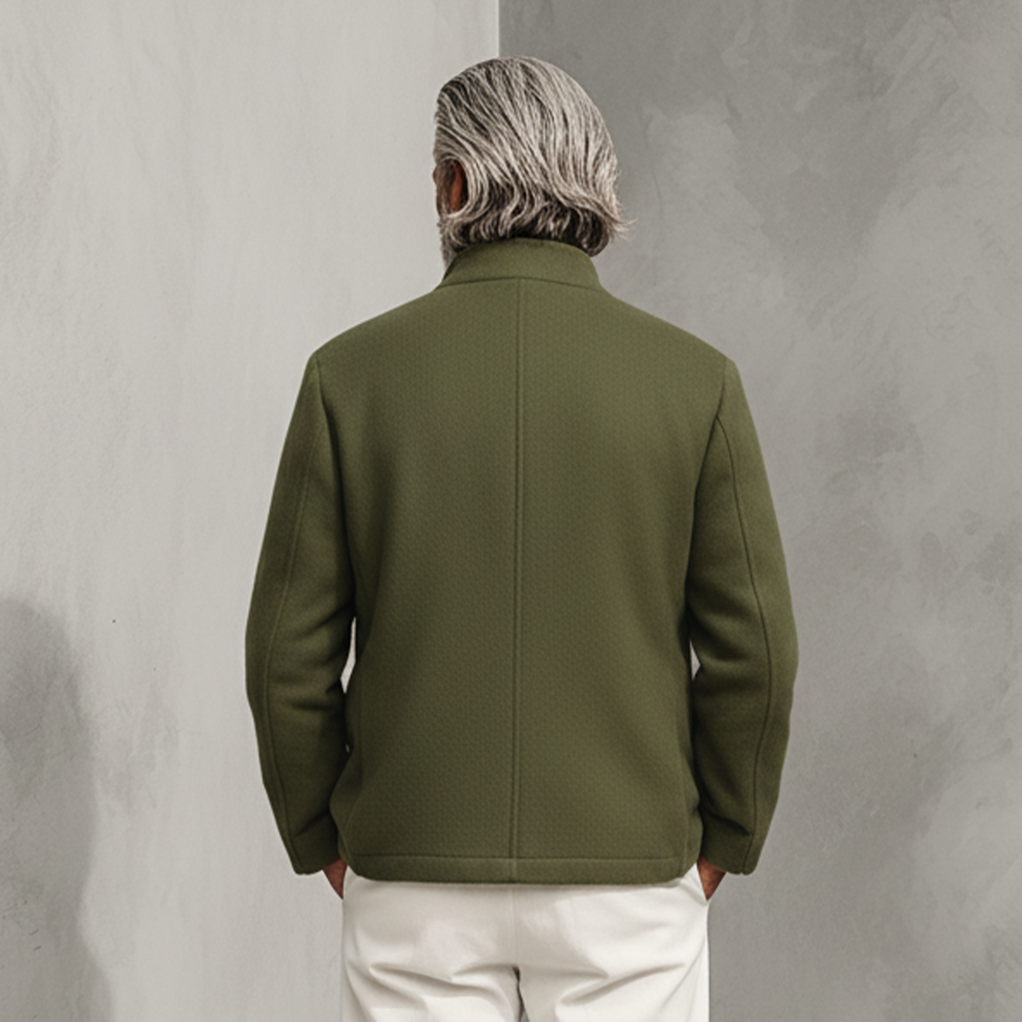 Men's Classic Light Business Stand Collar Faux Wool Jacket MTA0575K0K