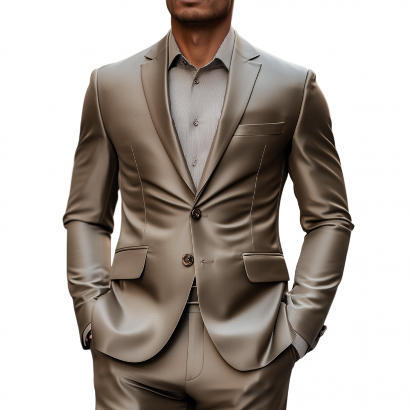 Men's Vintage Elegant Solid Color Satin Notch Lapel Single Breasted Slim Fit Blazer MTA2875G2M