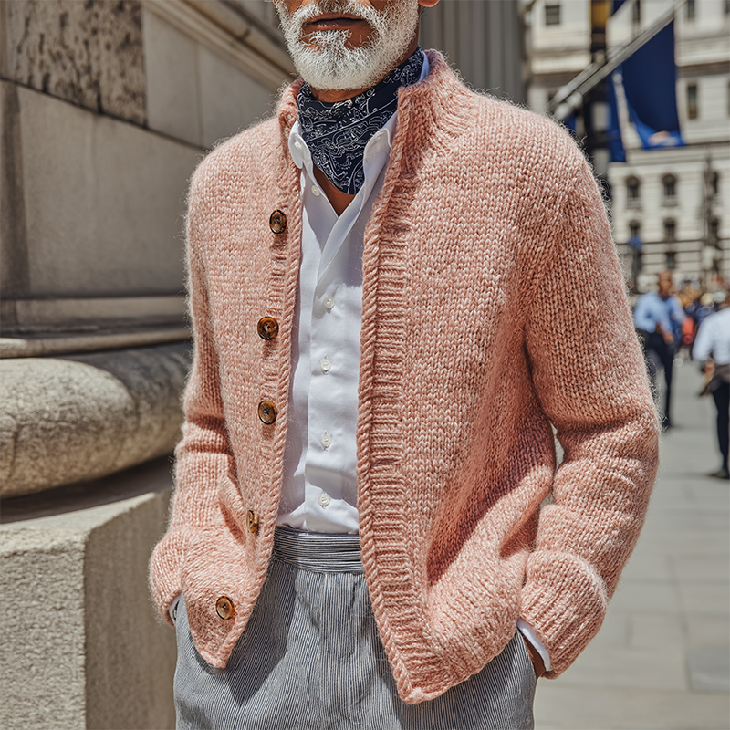 Men's Winter Fashion Cotton Knitted Stand Collar Cardigan MTA2047J4P