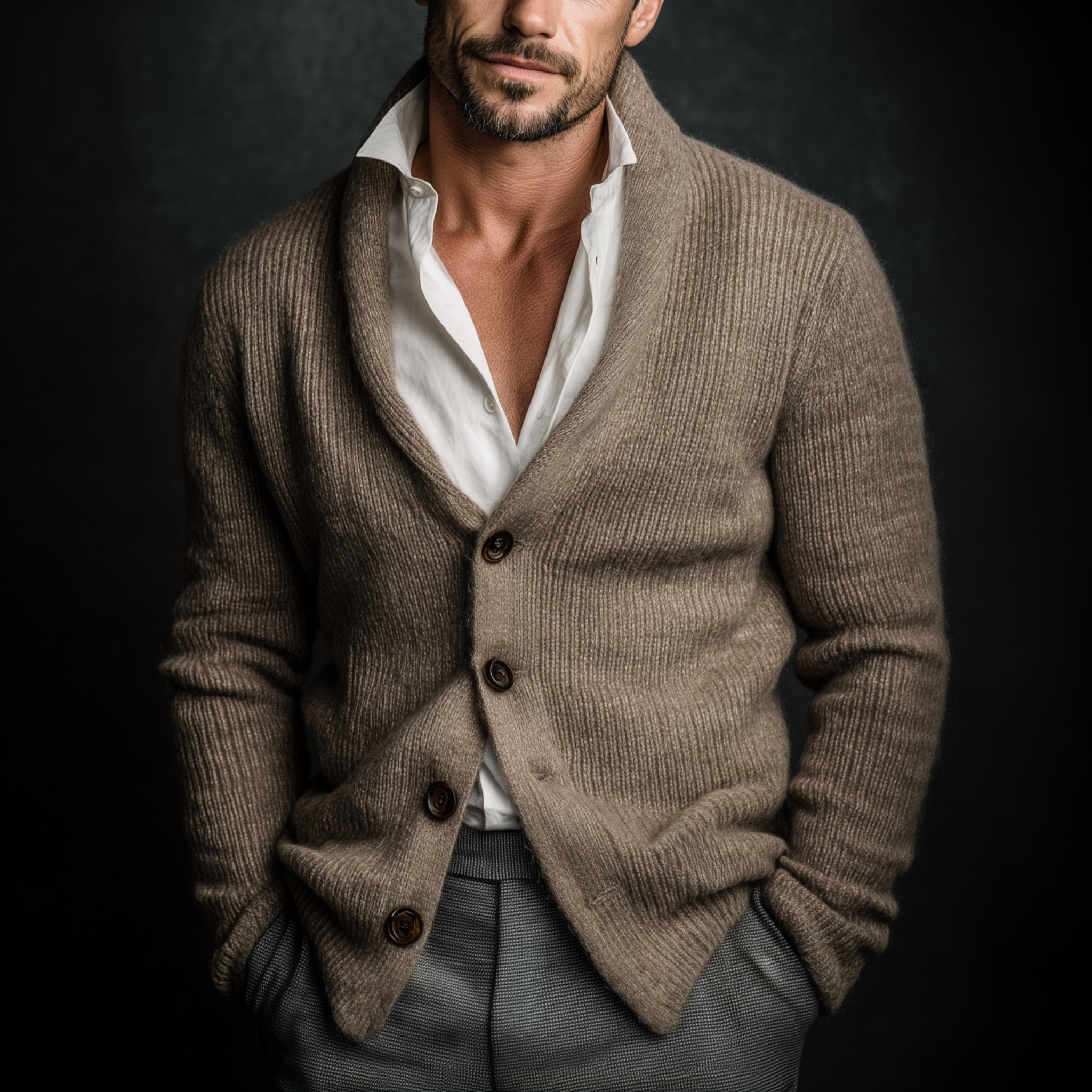 Men's Classic Casual Single-Breasted Slim Fit Knit Cardigan MTA1902I3K