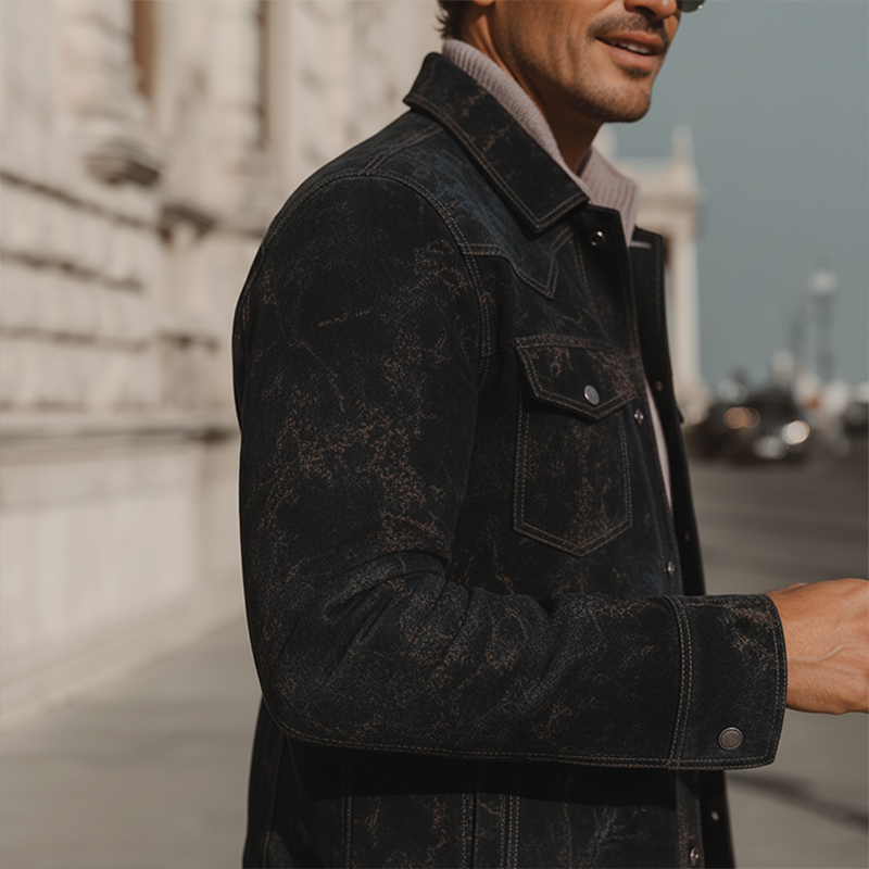 Men's Autumn And Winter Retro Pattern Faux Suede Jacket MTA1506I9P