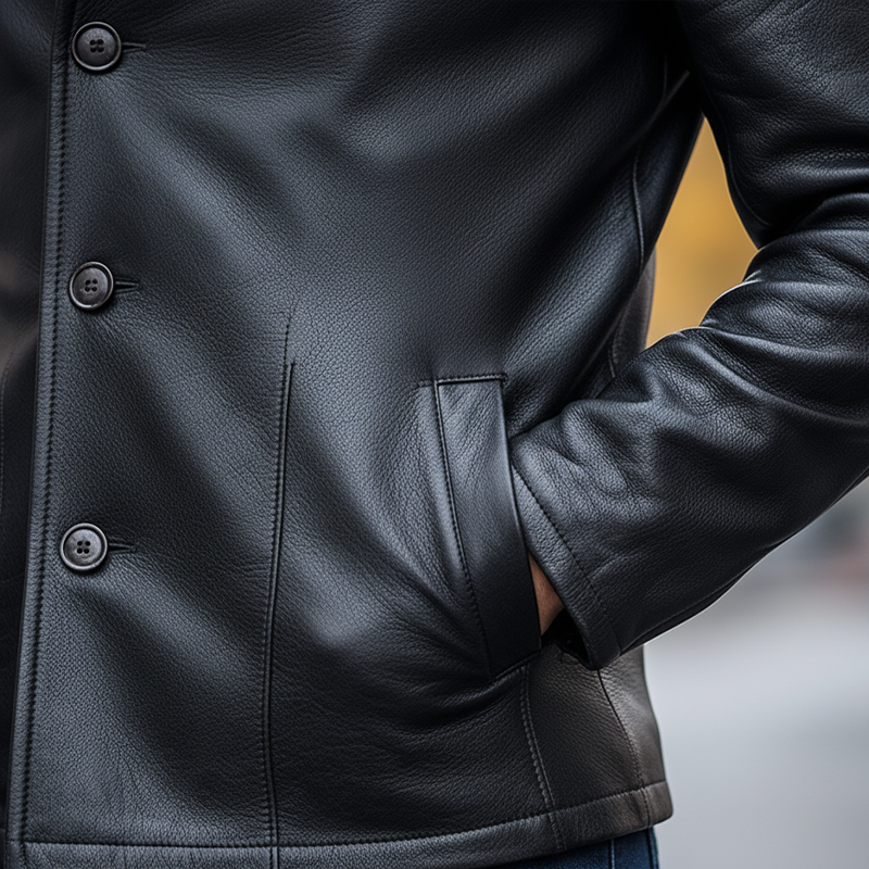Men's Vintage Simple Stand-collar PU Faux Leather Button-up Jacket MTA1615L9P
