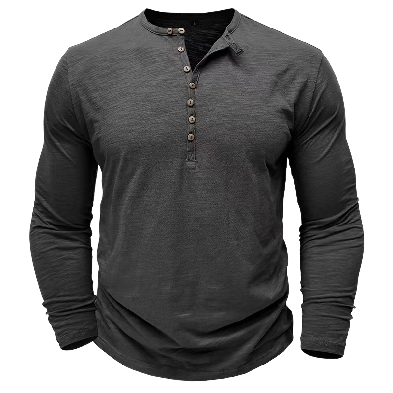 Men's Casual Skin-friendly Dark Gray Long-sleeved T-shirt 72467955U