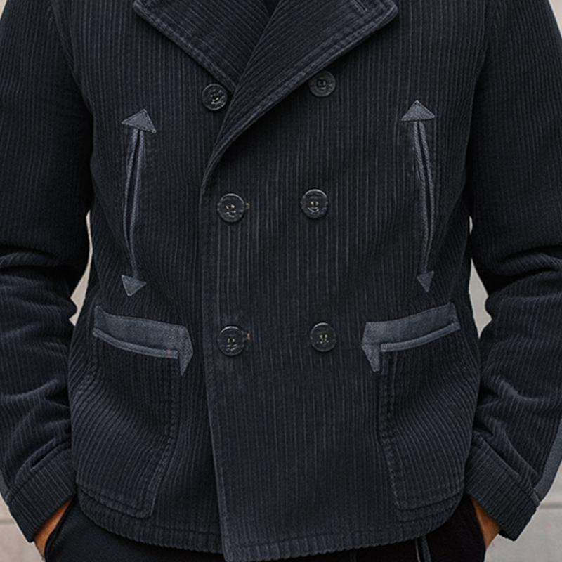 Men's Vintage Patchwork Corduroy Lapel Multi-pocket Blazer MTA3058I6X