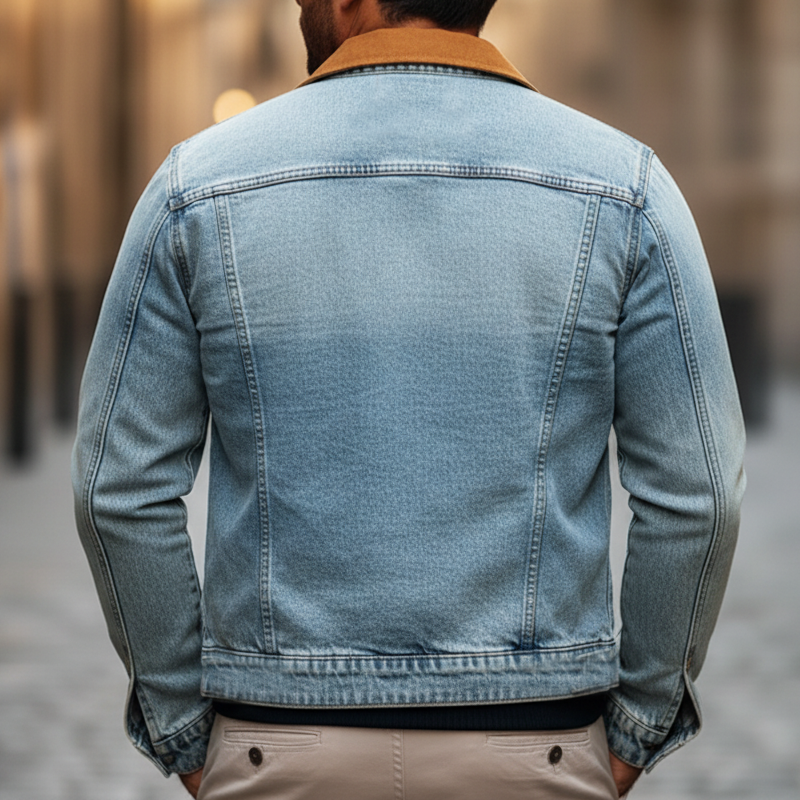 Men's Urban Color Block Zipper Slim Fit Denim Jacket MTA2206L4U