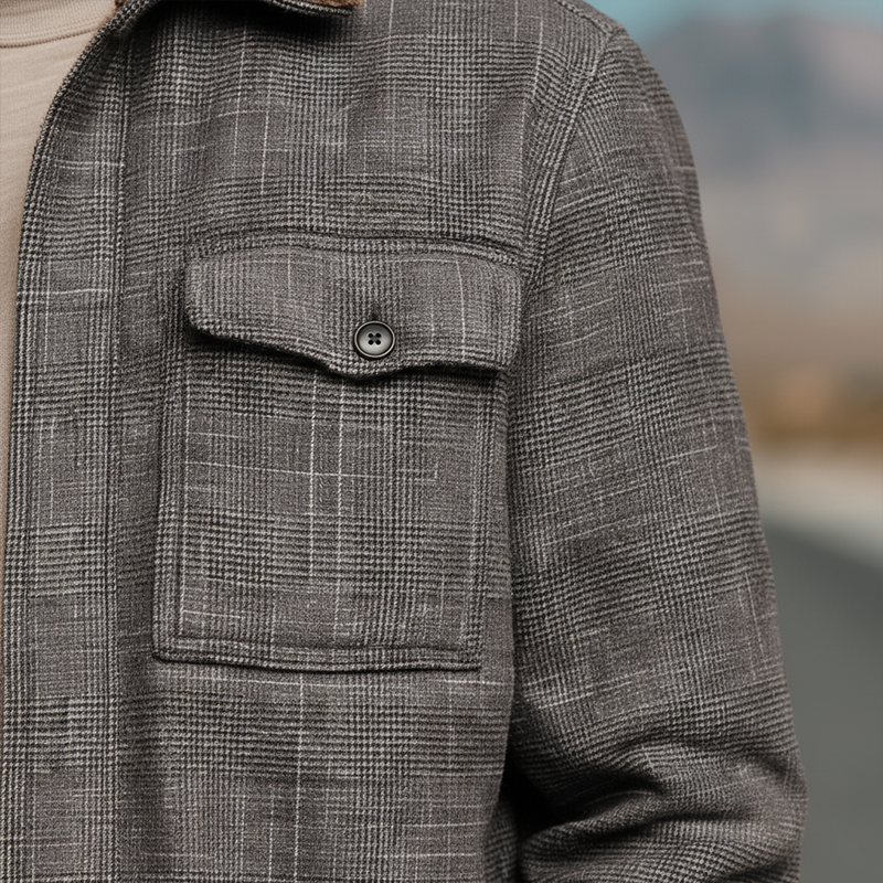 Men's Winter Fashion Plaid Polar Fleece Lined Shirt Jacket MTA2543I0P