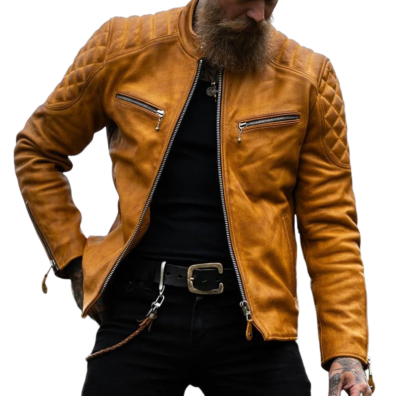 Men's Vintage Stand-up Collar Suede Zip-up Jacket MTA1733I5U