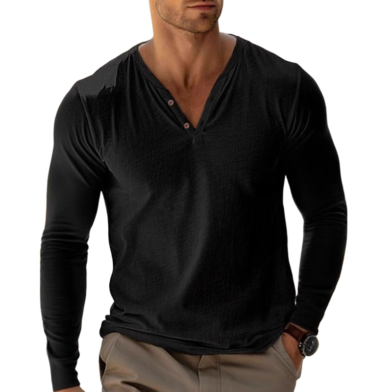 Men's Cotton Blend V-Neck Long Sleeve T-Shirt MTA1911G6X
