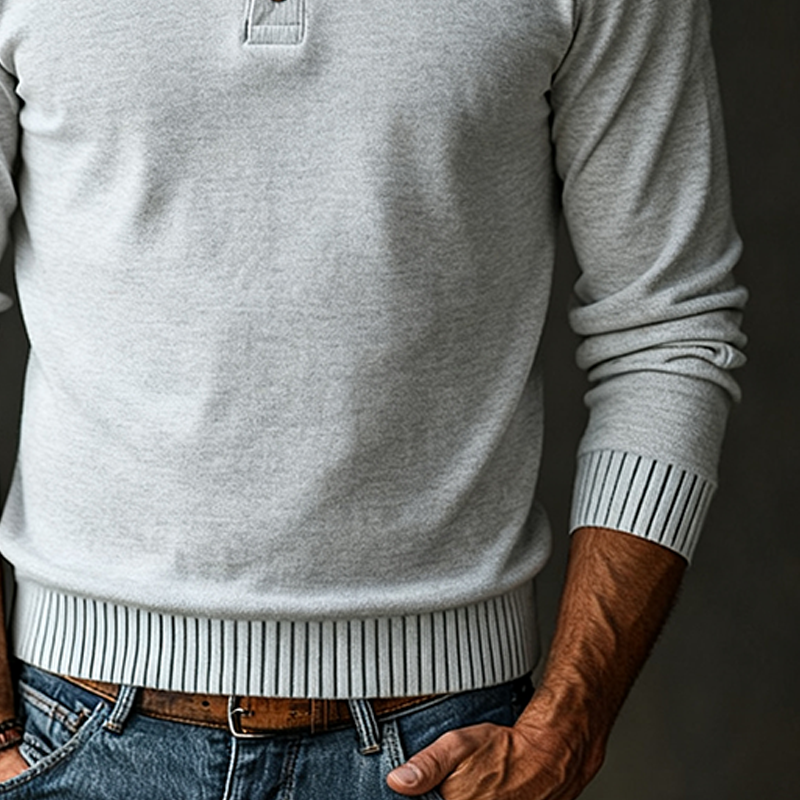 Men's Solid Color Knitted Button Pullover Sweater MTA2930J5X