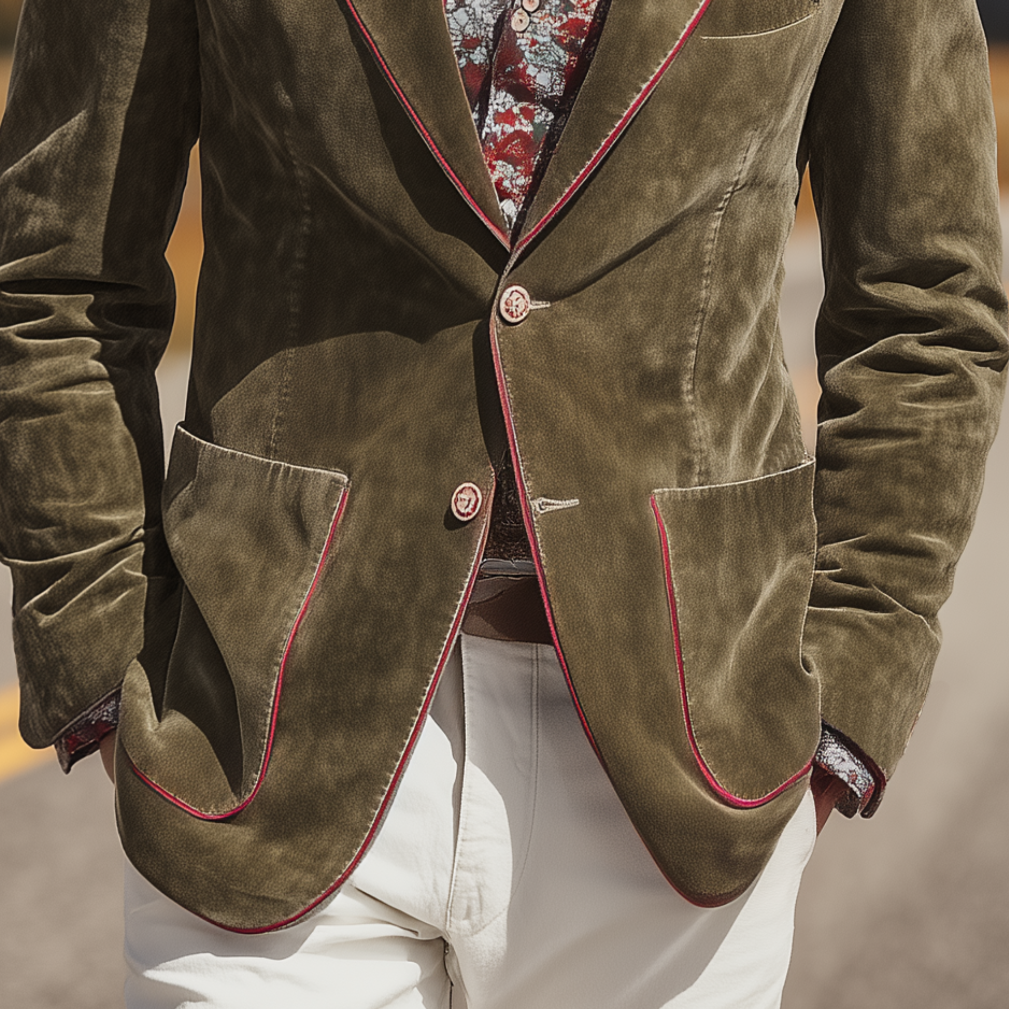 Men's Classic Casual Western Style Single-breasted Suede Slim-fit Blazer MTA0825I0K