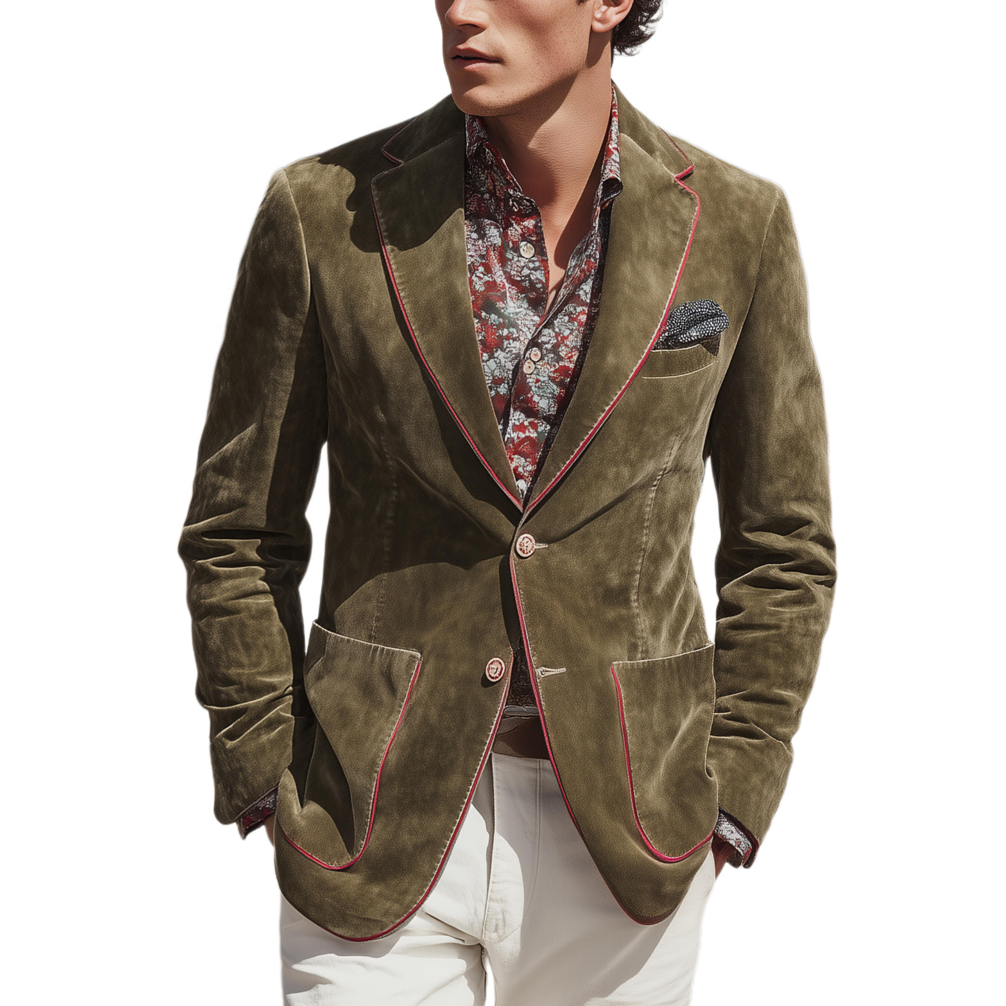 Men's Classic Casual Western Style Single-breasted Suede Slim-fit Blazer MTA0825I0K