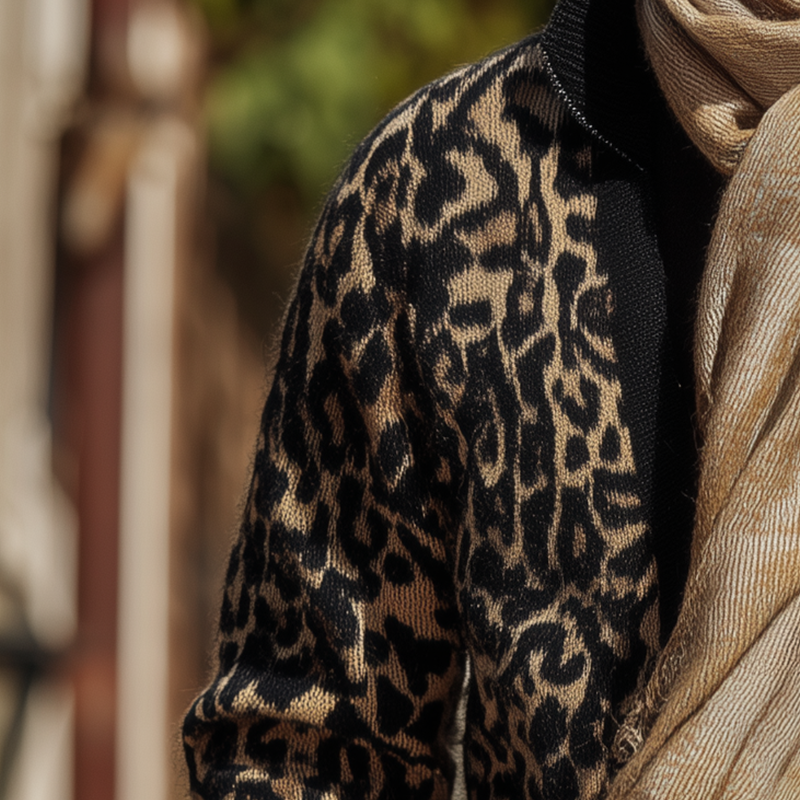 Men's Vintage Leopard Print Knitted Thin Cardigan MTA0732H6P