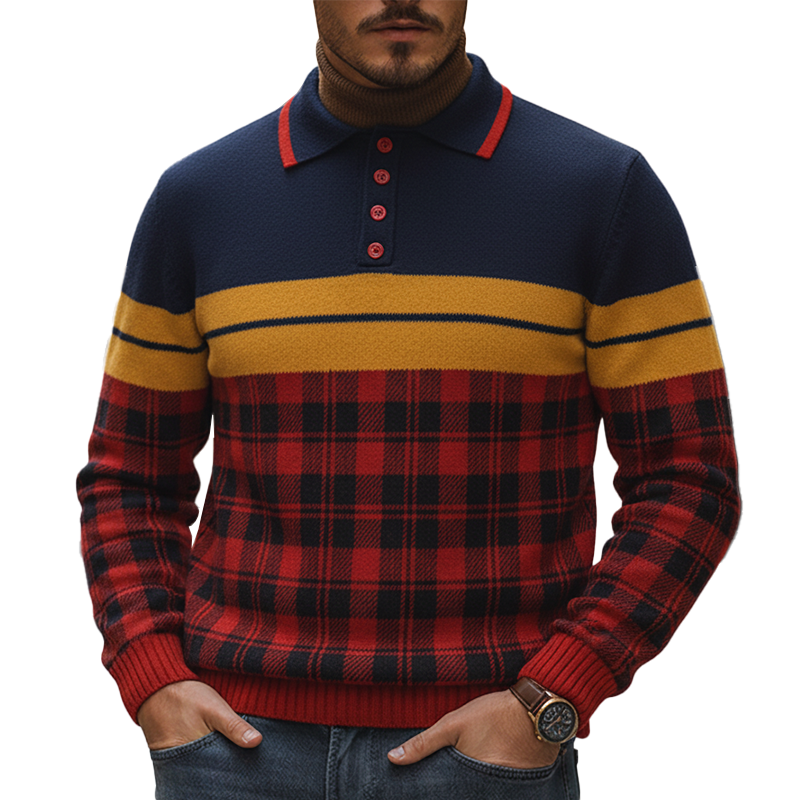 Men's Winter Fashion Cotton Yarn Knitted Polo Sweater MTA1567K7P