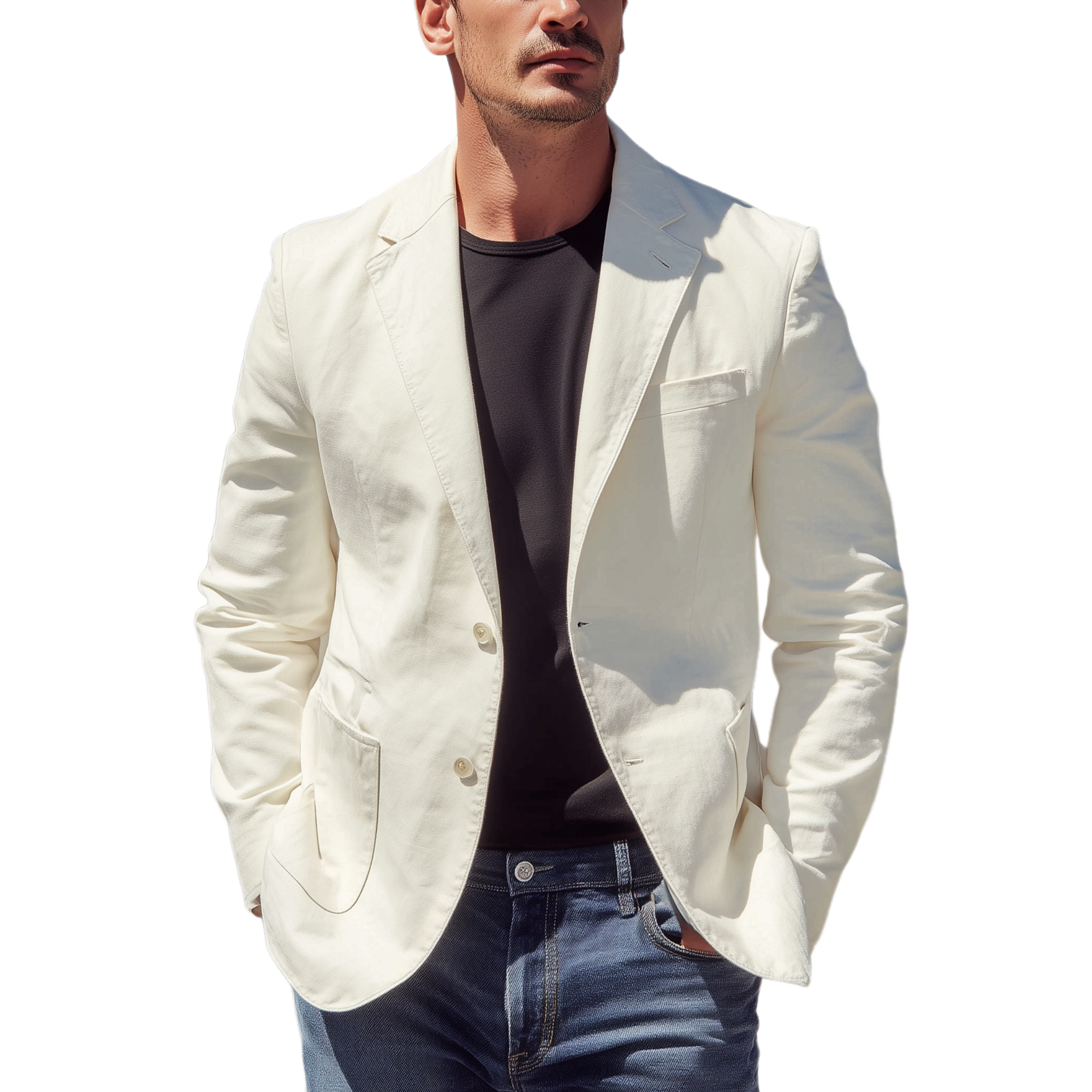 Men's Classic Casual Solid Cotton Blend Single-breasted Blazer MTA0523H1K
