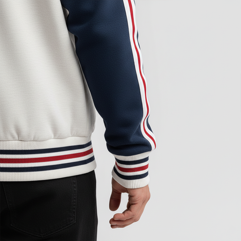 Men's Winter Retro Color Block Cotton Blend Baseball Jacket MTA2716J2P