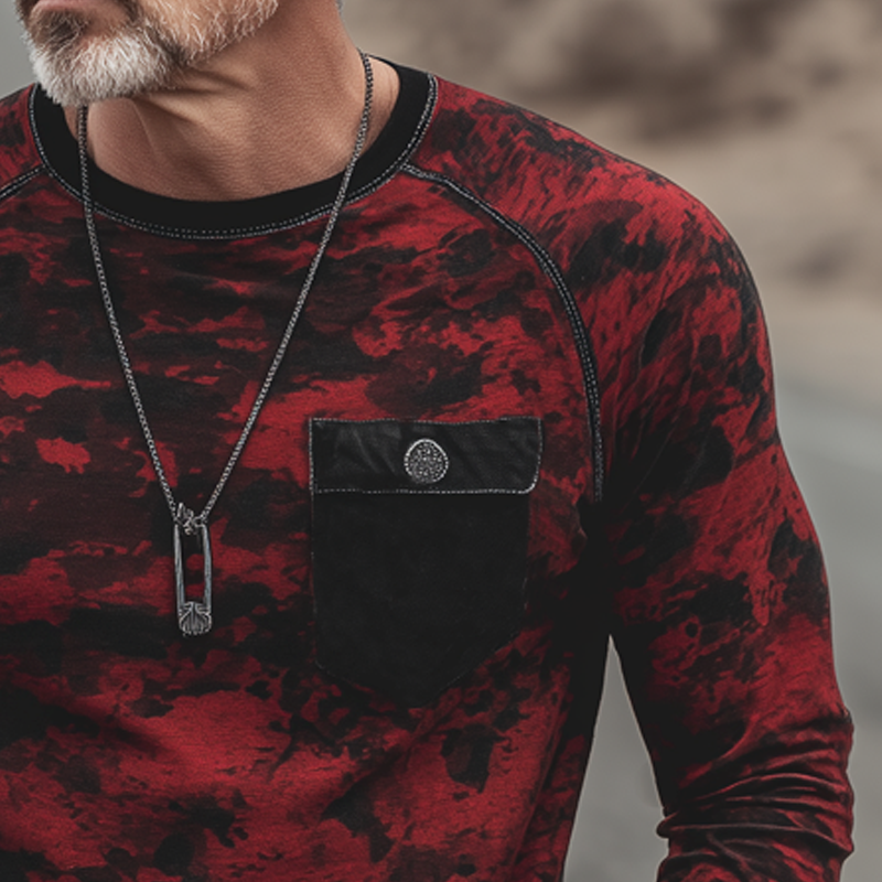 Men's Retro Crew Neck Camouflage Long Sleeve T-Shirt MTA1495H5U