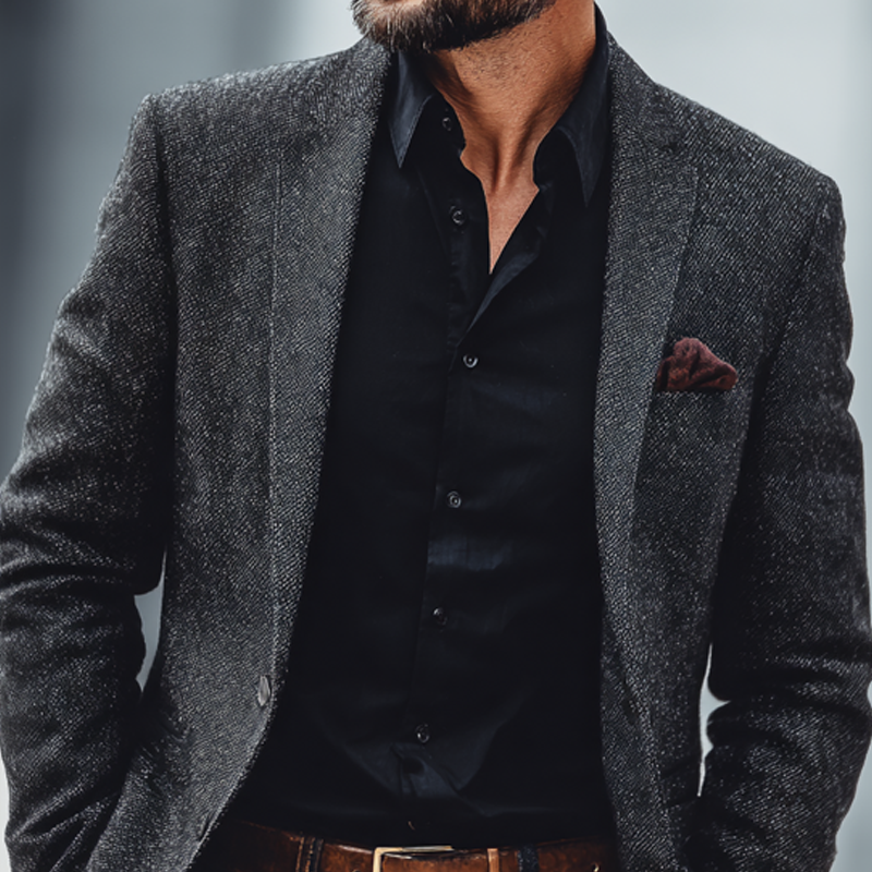Men's Heathered Fabric Notch Lapel Two Buttons Blazer MTA1450H1Z