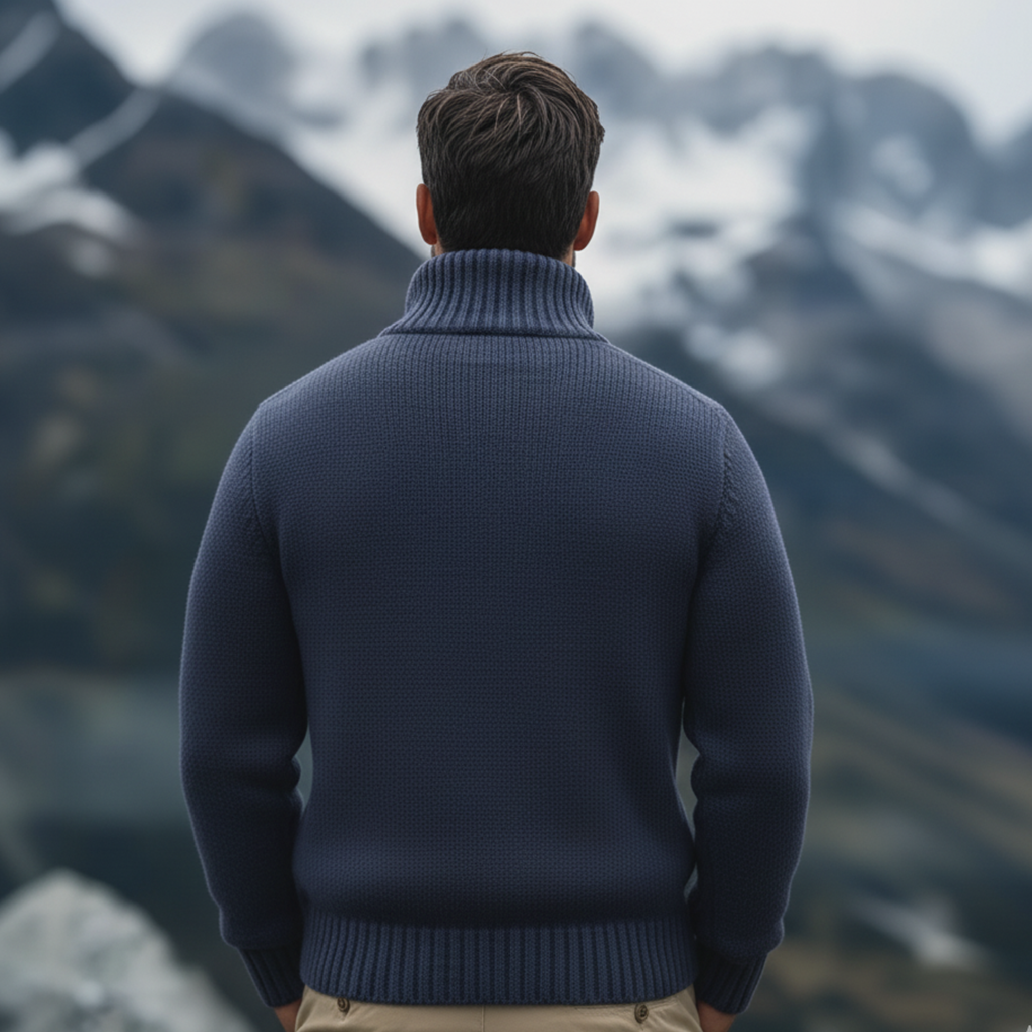 Men's Classic Casual Stand Collar Jacquard Knit Cardigan MTA3051K0K