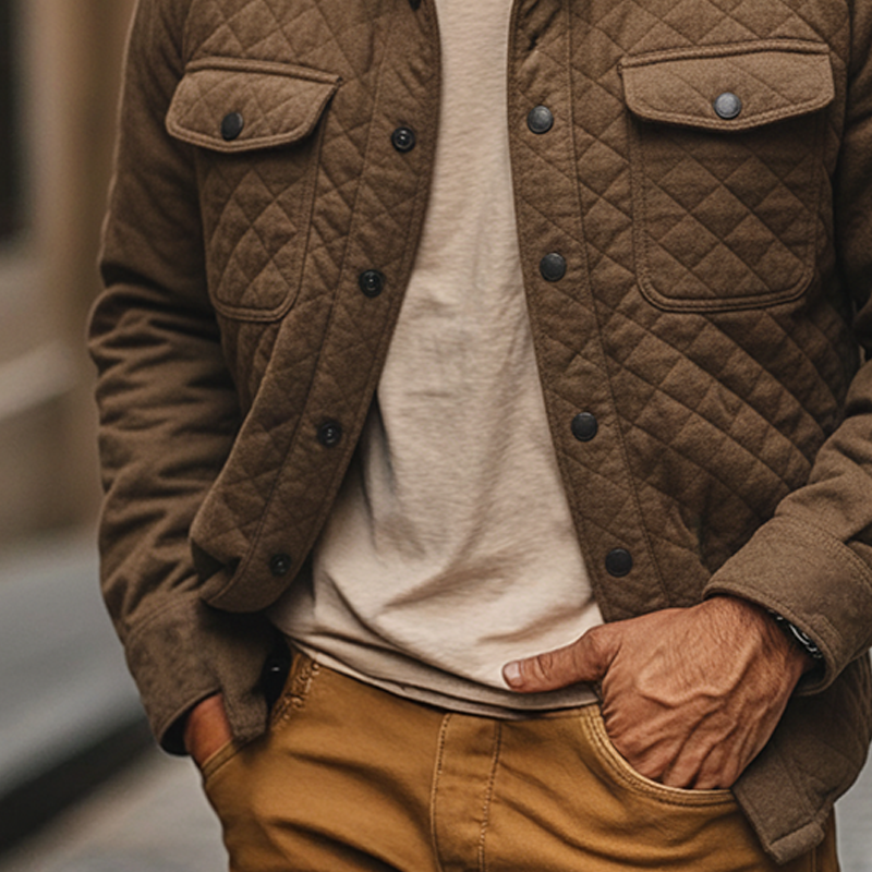 Men's Casual Solid Color Quilted Lapel Jacket MTA3084I1X