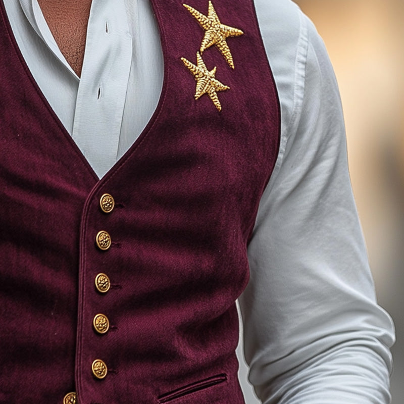 Men's Summer Fashion Thin Suede Embroidered Casual Vest MTA2982D0P