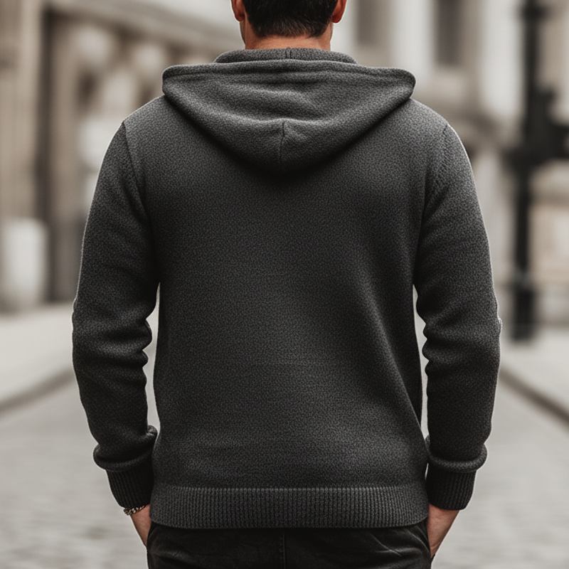 Men's Urban Casual Striped Knitted Hooded Cardigan MTA0815L6U