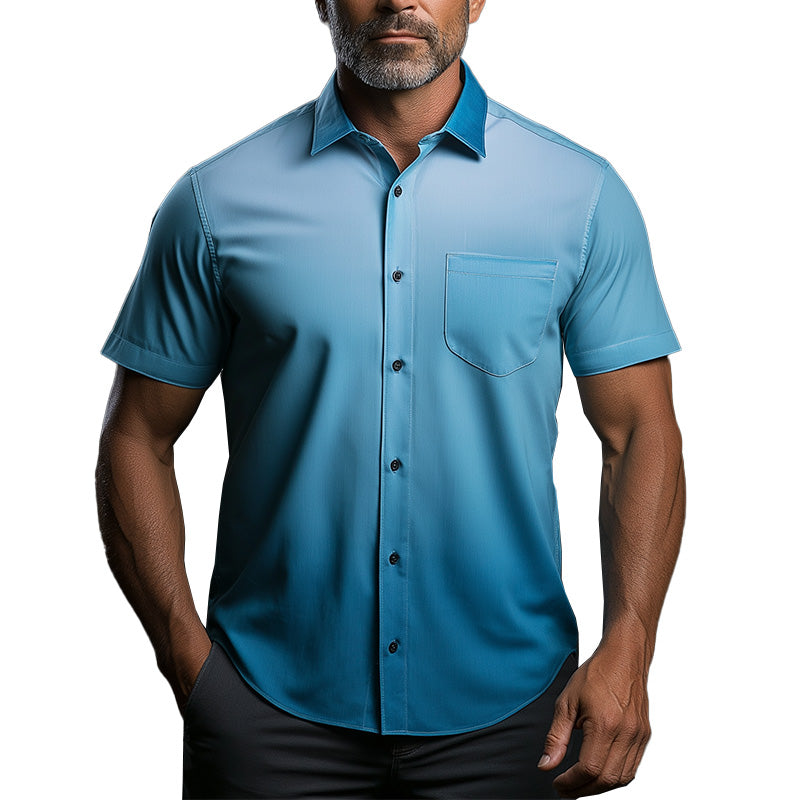 Men's Summer Vacation Style Gradient Print Blended Short Sleeve Shirt MTA2231E3P