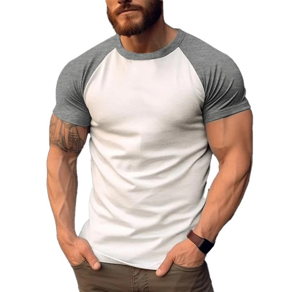 Men's Casual Color Blocking Raglan Short Sleeved T-Shirt 49546994Y