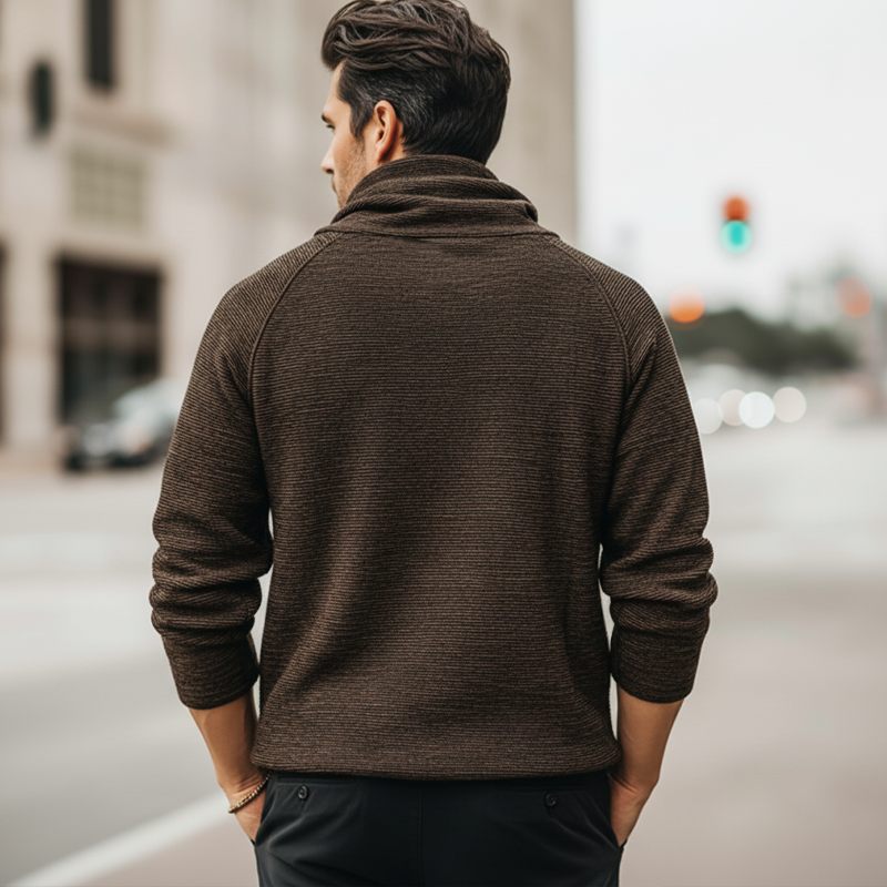 Men's Fashion Stacked Neck Ribbed Textured Pullover Sweatshirt MTA3044K0U