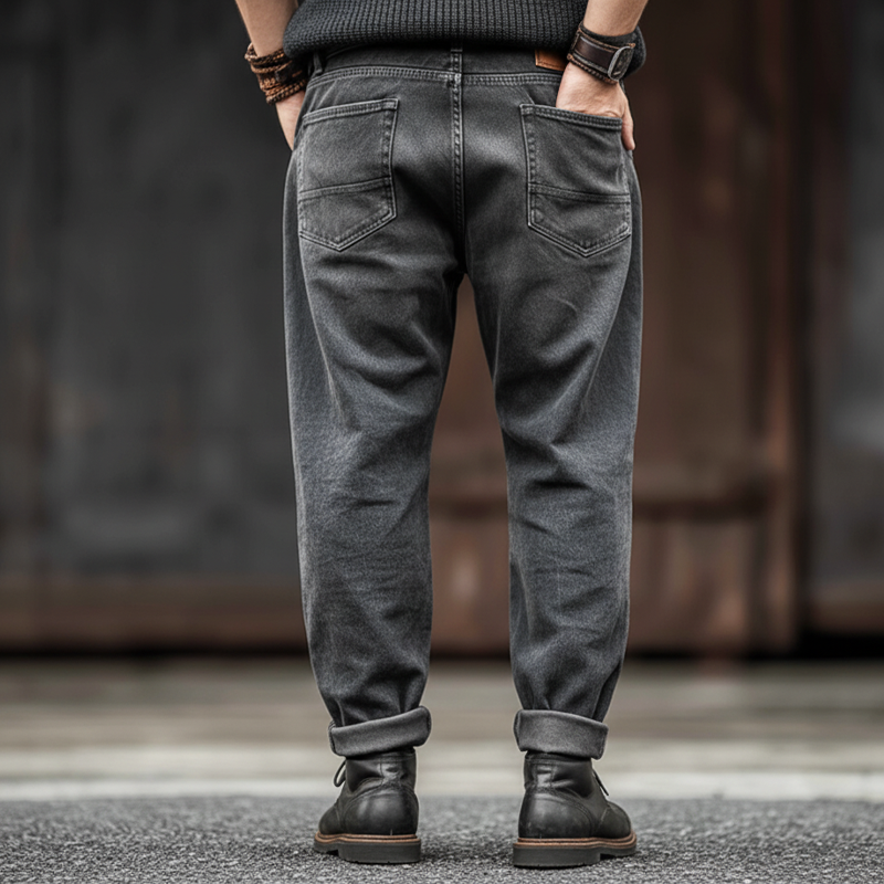 Men's Urban Retro Dark Gray Ripped Distressed Jeans MTA0897K8U