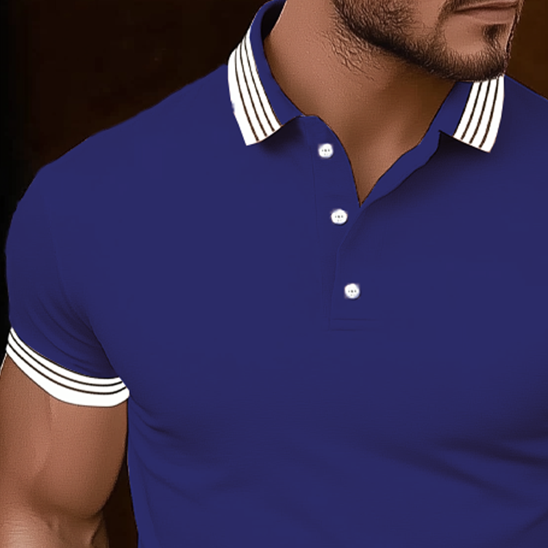 Men's Basic Business Stitching Cotton Short Sleeve POLO Shirt MTA2453G7U