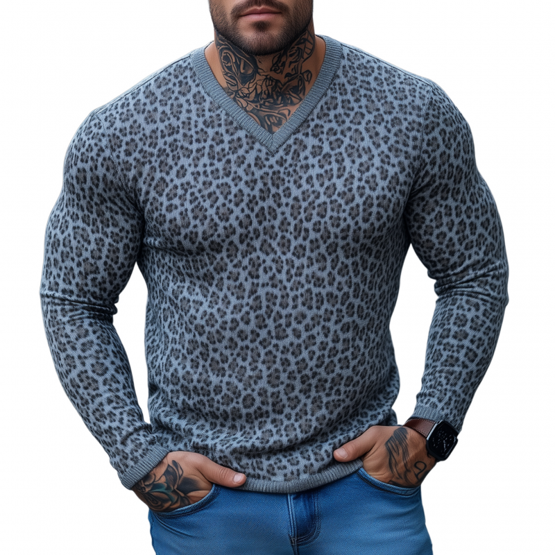 Men's Casual Breathable Soft V-neck Slim Fit Thermal Knitted Pullover Sweater MTA1424H2M