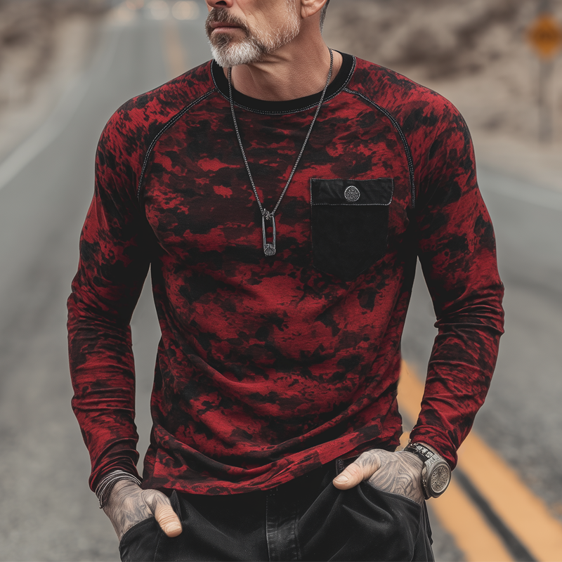Men's Retro Crew Neck Camouflage Long Sleeve T-Shirt MTA1495H5U