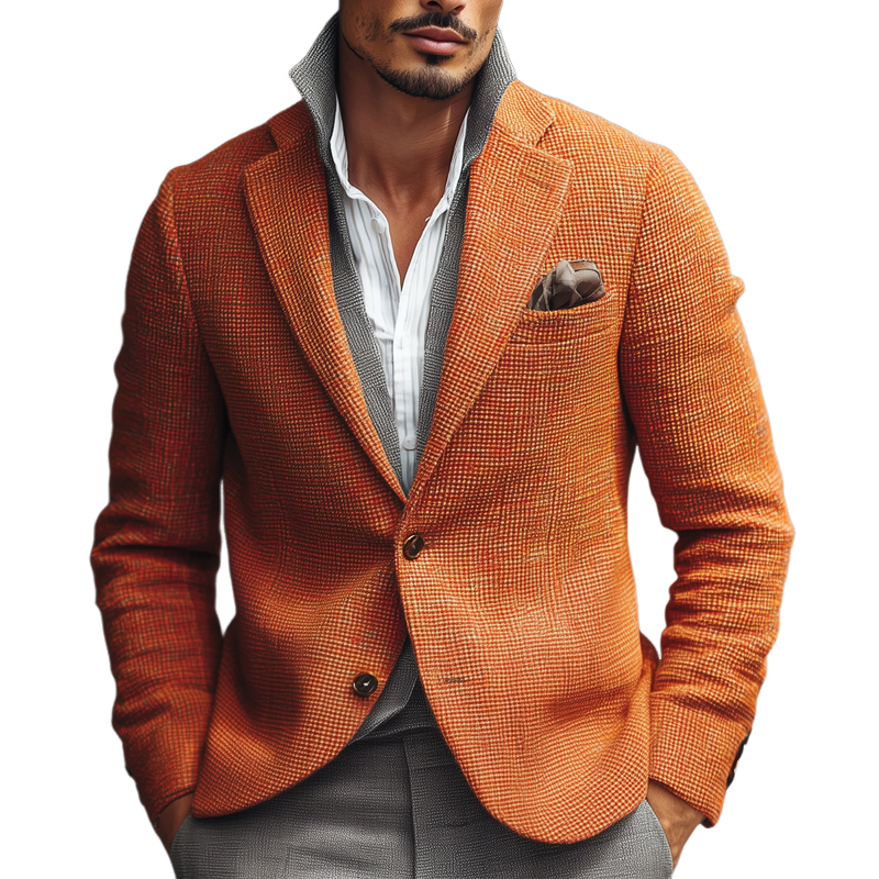Men's Vintage Plaid Fabric Notch Lapel Two Buttons Blazer MTA2142H9Z