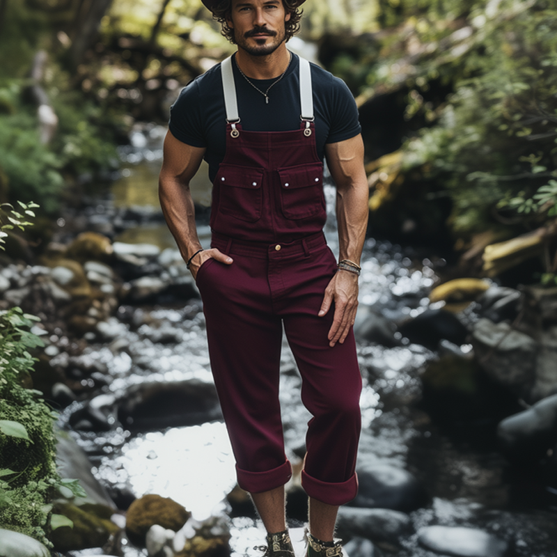 Men's Spring And Autumn Retro Multi-Pocket Overalls MTA1101F0U
