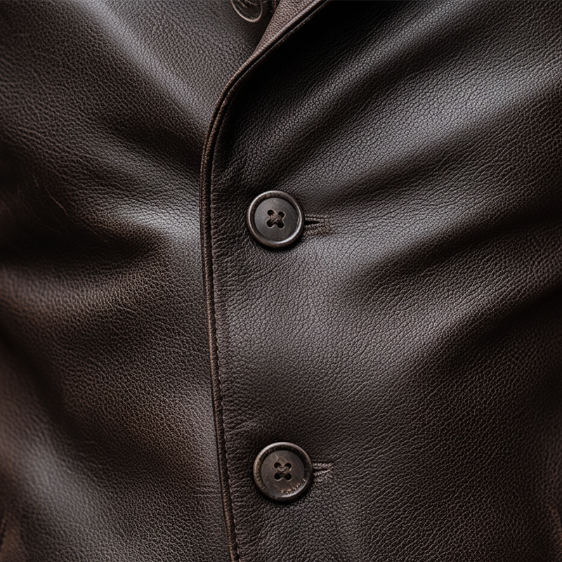 Men's Vintage Distressed PU Faux Leather Button-up Jacket MTA1654L1P