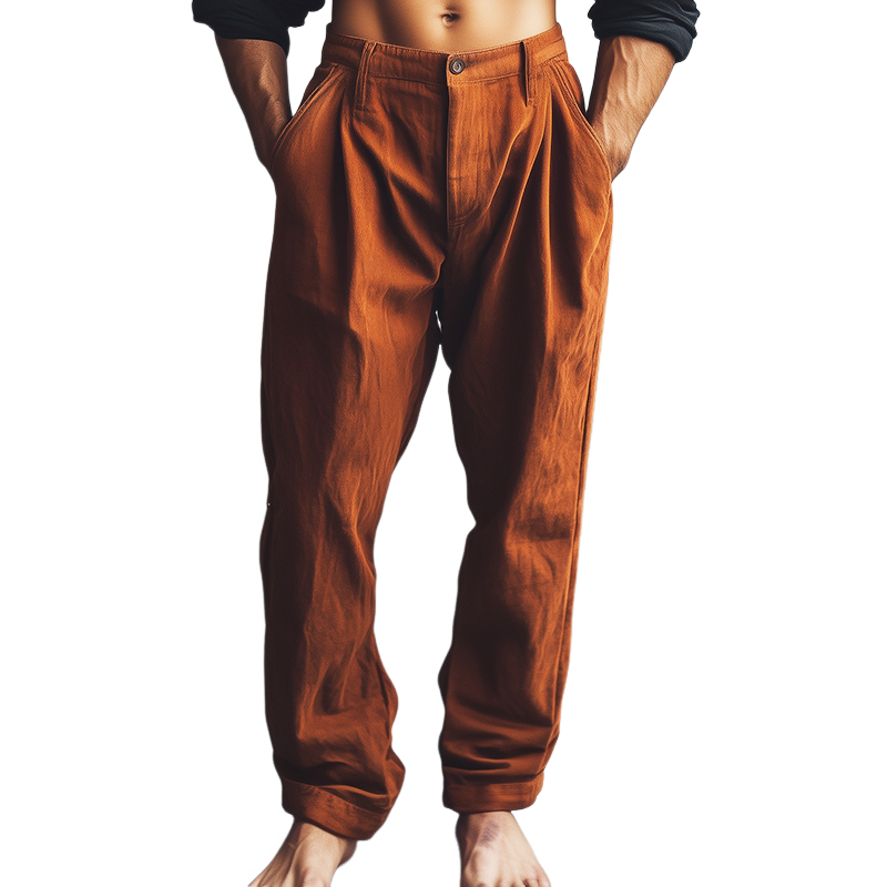 Men's Retro Casual Solid Color Straight Pants 37909336TO