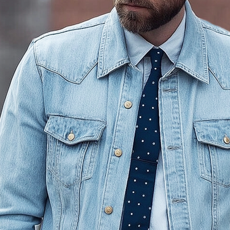 Men's Classic Vintage Light Blue Denim Jacket MTA2669I7U