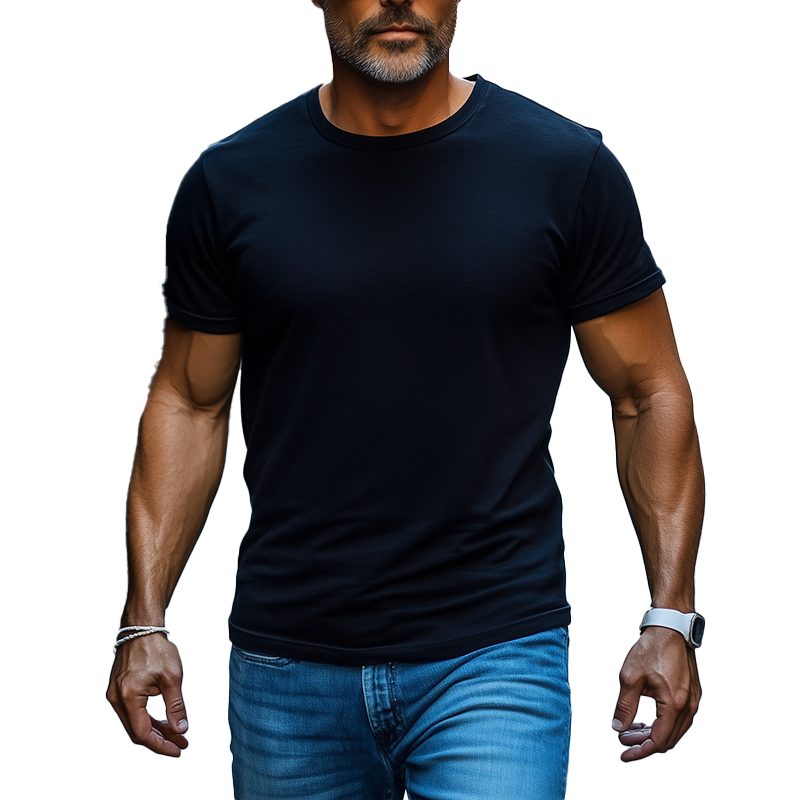 Men's Summer Basic Solid Color Cotton Short Sleeve T-Shirt MTA2169G1P