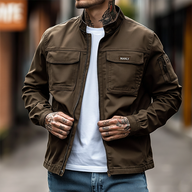Men's Winter Retro Windproof Multi-Pocket Zipper Jacket MTA1587K9P