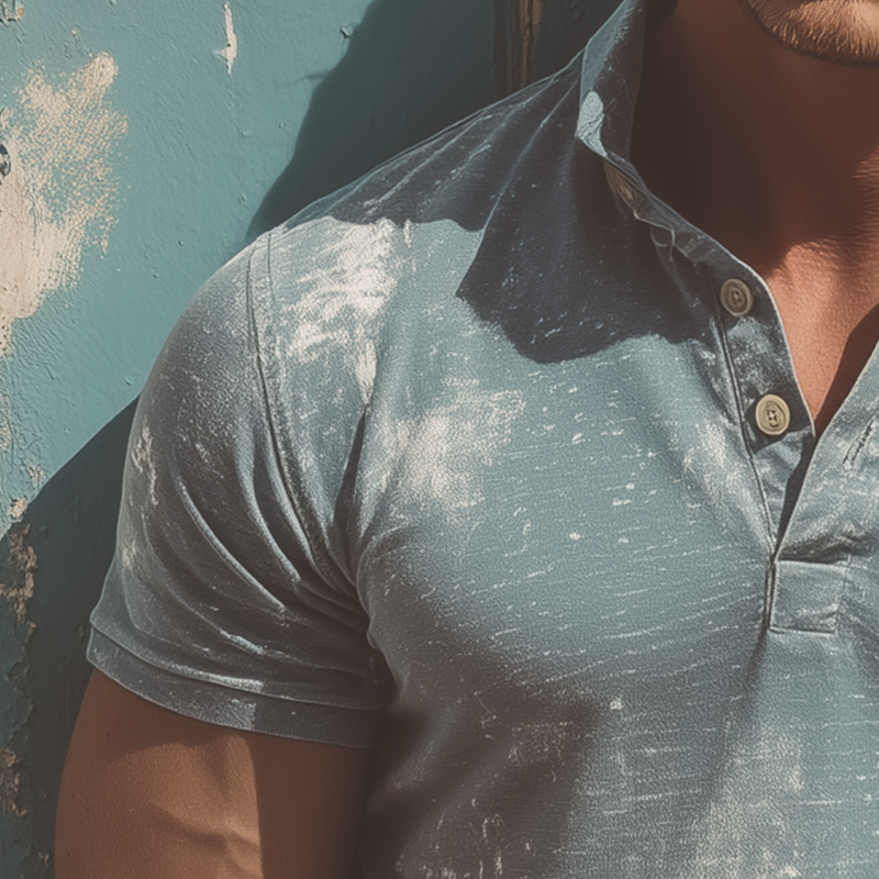 Men's Summer Distressed Printed Cotton Blended Short Sleeve Polo Shirt MTA1628G6P