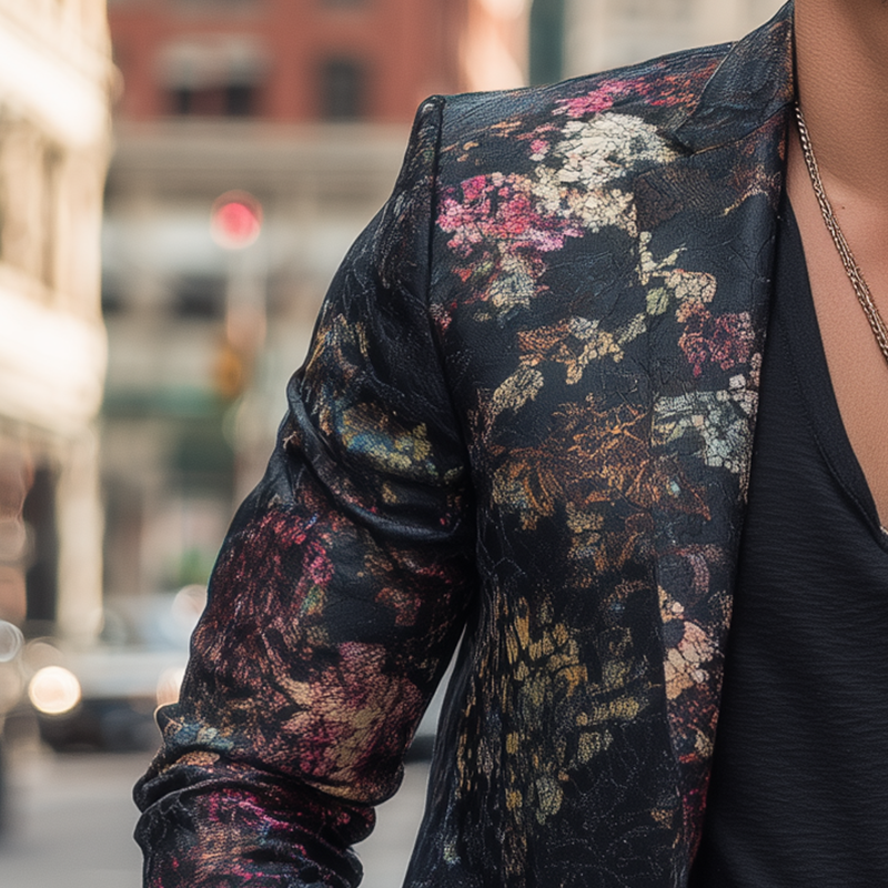 Men's Vintage Print Cotton Blend Blazer MTA1504H7P