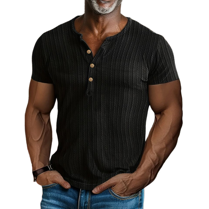 Men's Solid Henley Short Sleeve T-Shirt MTA1761G6X